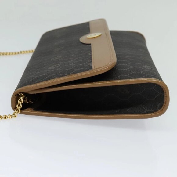 Christian Dior Honeycomb Canvas Chain Shoulder Bag PVC Black Gold Auth EC097 - Picture 10 of 15